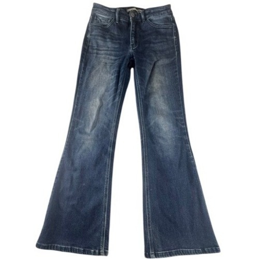 KanCan Signature Jeans Women 28 Blue Flare Dark Wash High Rise VBK1571R Stretch